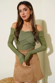 Madonna Çapraz Yaka Bluz Yeşil - 4