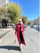 Triko Hırka elbise ikili takım kırmızıSiyah - 1