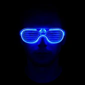 Mavi Led Işıklı Parti Gözlüğü - Neon Glow Şerit Gözlük 3 Modlu thumbnail 2