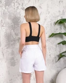 Çizgili düğmeli şort beyaz s2551251 - 3