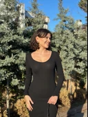 V yaka Uzun kollu midi boy elbise siyah - 3