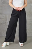 Kadın Bol Paça Rahat Kalıp Beli Lastikli Salaş Pantolon - 2