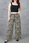 Kadın Leopar Desenli Rahat Kalıp Bol Paça Salaş Pantolon - 8
