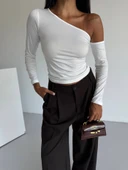 Omuz detaylı kollu bluz beyaz - 1