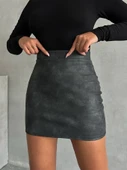 Eskitme deri mini etek - 1