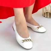 Cleo Beyaz Cilt Babet Ayakkabı - 4