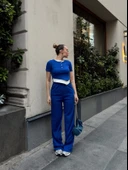 Düğme yakalı saks alt üst takım s3943 - 5