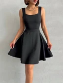 Kadın kare yaka kısa elbise - 7