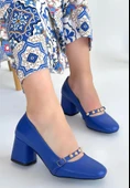 Tino Mavi Cilt Topuklu Ayakkabı - 1