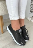 Monya Siyah Cilt Bağcıklı Spor Ayakkabı thumbnail 2