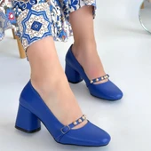 Tino Mavi Cilt Topuklu Ayakkabı - 4