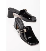 Ziva Siyah Rugan Topuklu Terlik - 1