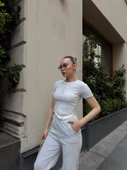 Düğme yakalı gri alt üst takım s3943 - 4