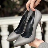 Hillar Platin Saten Stiletto Ayakkabı - 4
