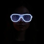 Beyaz Led Işıklı Parti Gözlüğü - Neon Glow Şerit Gözlük 3 Modlu - 2