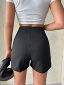 Yüksek bel parçalı double kumaş şort s25312 - 6