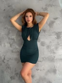 Pencereli mini mikro elbise s3843 - 2