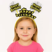 Doğum Günü Kutlaması İçin Sarı Taç – Işıltılı Yazılı Parti Tacı - 1