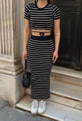 Çizgili etekli takım siyah s3609 thumbnail 14