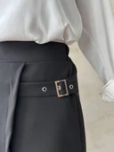 Kadın tokalı şort etek siyah s25449 - 2