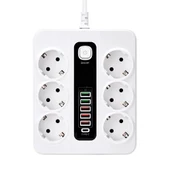 Hp-h04 3000w 10amper 6’lı 2metre Uzatma Kablolu Çoklu Termal Akım Priz thumbnail 3