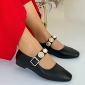 Koope Siyah Cilt Babet Ayakkabı - 5