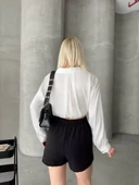 Tek yırtmajlı şort etek - 3