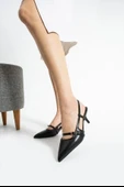 Darina Siyah Cilt Topuklu Ayakkabı - 1