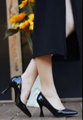 Ulba Siyah Rugan Stiletto Ayakkabı - 2