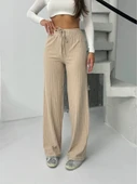 Fitilli şardonlu pantolon bej - 4