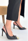 Joye Siyah Cilt Topuklu Ayakkabı thumbnail 3