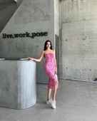 Kaşkorse Desenli askılı elbise - 1