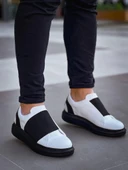 KB-040 Kuback Beyaz Cilt Siyah Yüksek Taban Lastikli Günlük Erkek Ayakkabı - 2