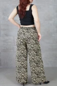 Kadın Leopar Desenli Rahat Kalıp Bol Paça Salaş Pantolon - 12