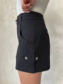 Kemer detaylı gabardin şort siyah s25289 - 6