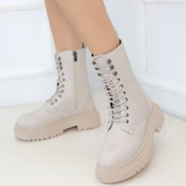 Caxa Bej Cilt Bağcıklı Bot - 4