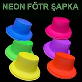 Neon Partisi Pembe Renk Plastik Fötr Şapka - 2