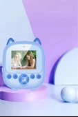 Dijital Video Fotoğraf App Destekli Çocuk Kamerası Termal Resim Kağıt Baskılı Yazıcı Mavi thumbnail 2
