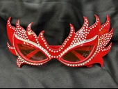 Taşlı Göz Kamaştıran Gecenin Yıldızı Kırmızı Parti Alev Gözlük - 1