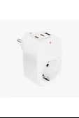 Tekli Yüksek Voltaj Korumalı Duvar Prizi 2x Type-c 1x Usb Çıkışlı Priz Grup Priz Çoğaltıcı Beyaz thumbnail 1