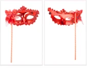 Kırmızı Işıltılı Tutmalı Fotoğraf Çekimi Maskesi 18x29 cm - 2