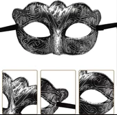 Maskeli B Antik Gri Gümüş Eskitilmiş Maske B Venedik - 2