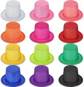 Karışık Renk Simli Silindir Parti Şapkaları (12 Adet) - 1