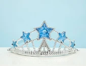 Mavi Yıldız Taşlı Plastik Kraliçe Prenses Elsa Tacı Çocuk Boy - 1