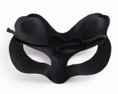 Siyah Renk Süet Kaplama Üzeri Sarı Pembe Simli Kedi Maskesi 17x14 cm - 3