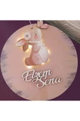 s'he design KIZ BEBEK İSMİNE ÖZEL HAZIRLANAN TAVŞANLI LEDLİ PLEKSİ KAPI SÜSÜ thumbnail 2