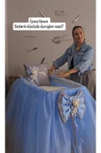 s'he design Bebek Ismine Özel Hazırlanan Hastane Odası Beşik Süsleme Seti 3 Parça Mavi - 1