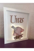 s'he design BEBEK İSMİNE ÖZEL HAZIRLANA LEDLİ AHŞAP PANO HASTANE ODASI KAPI SÜSÜ 25X35CM thumbnail 1