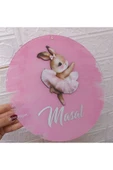 s'he design İsme Özel Şeffaf Pleksi Kapı Süsü – Erkek & Kız Bebek İçin Özel Tasarım Kız Bebek Tavşan Pembe thumbnail 1