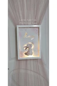 s'he design LEDLİ TAVŞAN OBJELİ KAPI SÜSÜ / KIZ BEBEK İSMİNE ÖZEL HASTANE DOĞUM ODASI KAPI SÜSÜ 25X35 - 1